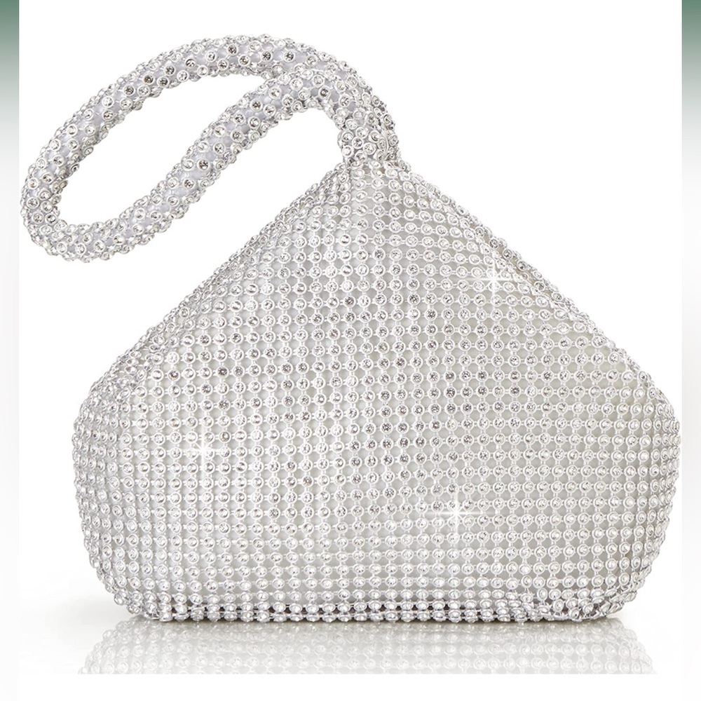 Women's Rhinestone Clutch Evening Bags Sparkly Glitter Triangle Purse